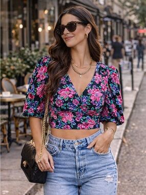 Zara Floral Crop Top | Boho Chic Blogger Favorite Spring Blouse